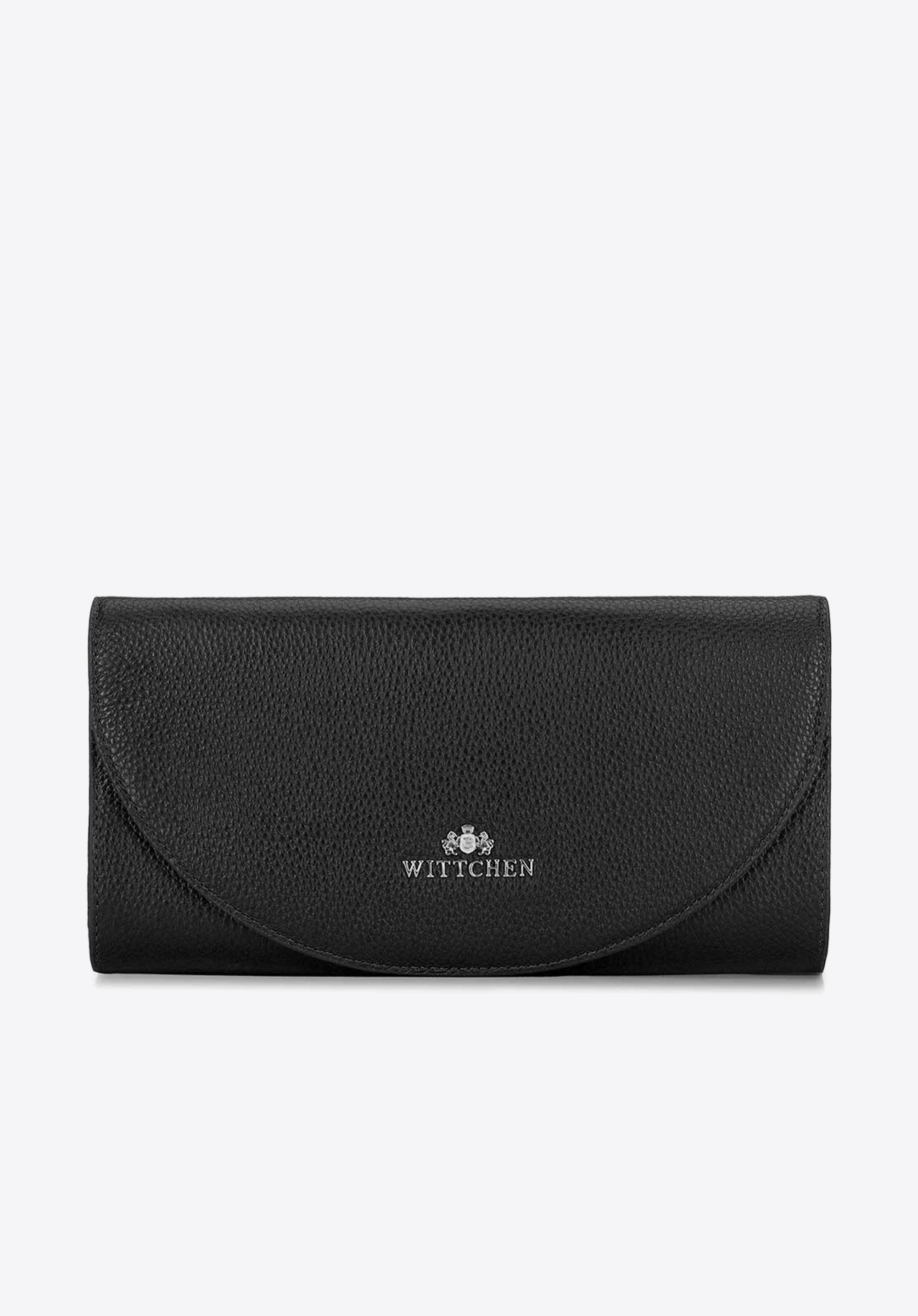 Minimalistic leather clutch bag, black-silver, 92-4E-659-1S, Photo 1