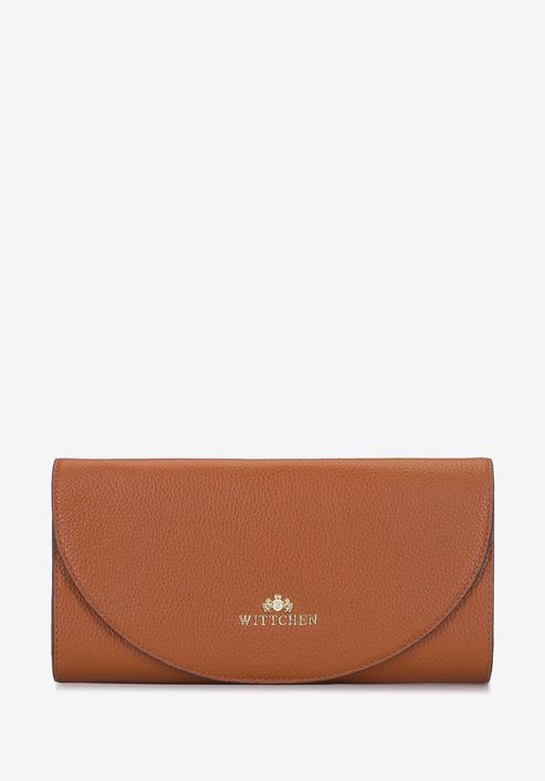 Minimalistic leather clutch bag, cognac, 92-4E-659-1, Photo 1