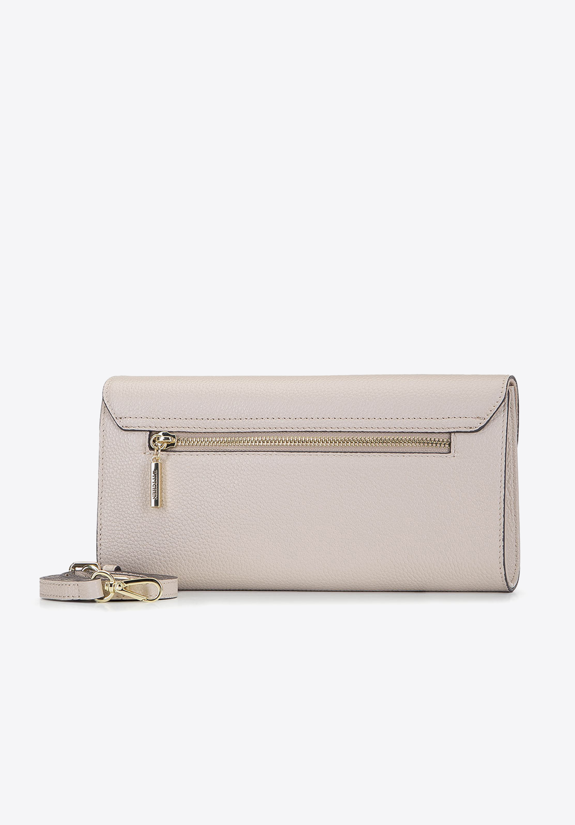 Minimalistic leather clutch bag, cream, 92-4E-659-0, Photo 1