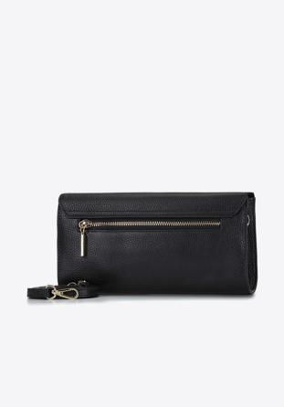 Minimalistic leather clutch bag, black, 92-4E-659-1, Photo 1