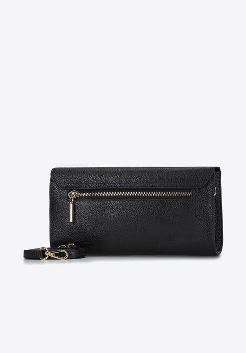 Minimalistic leather clutch bag, black, 92-4E-659-1, Photo 2
