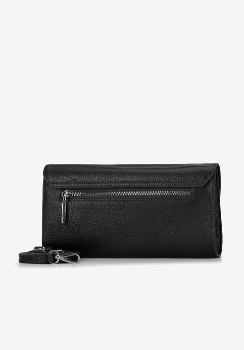 Minimalistic leather clutch bag, black-silver, 92-4E-659-5, Photo 2