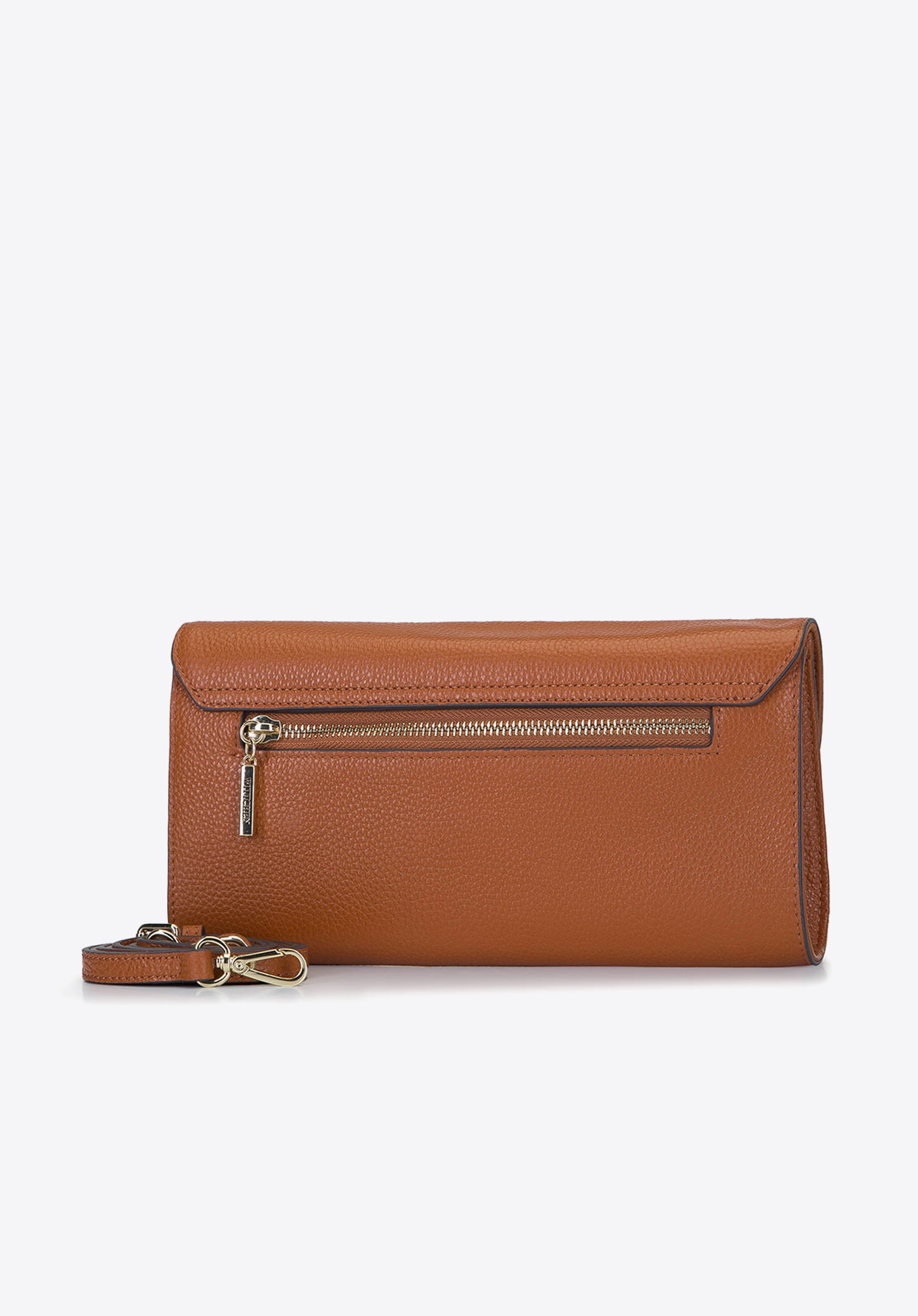Kopertówka skórzana minimalistyczna, koniak, 92-4E-659-5, Zdjęcie 1