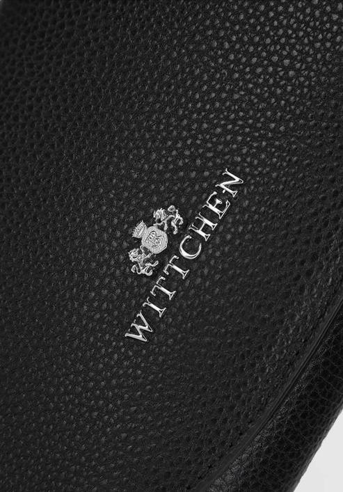 Minimalistic leather clutch bag, black-silver, 92-4E-659-5, Photo 4