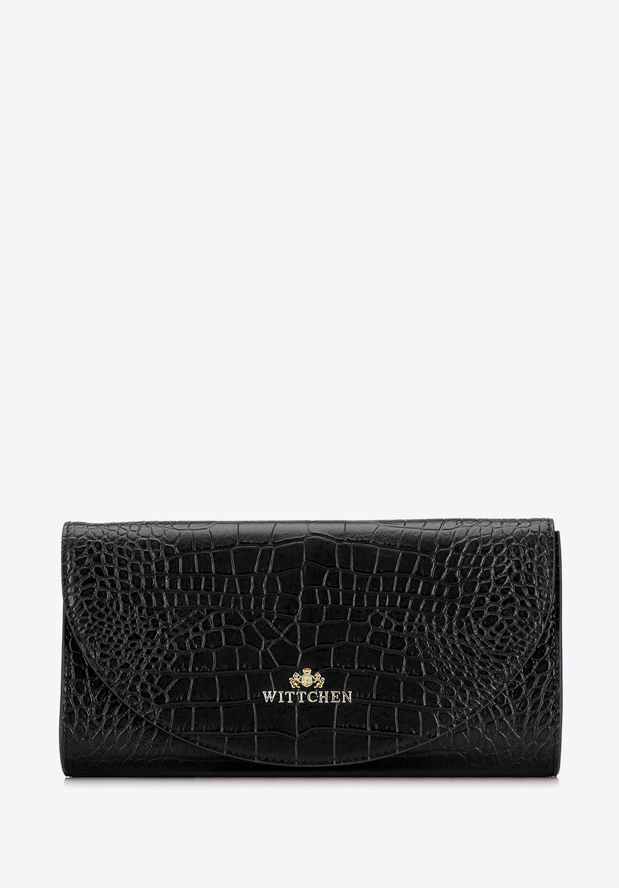 Kopertówka skórzana minimalistyczna croco