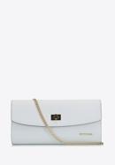 Leather clutch bag with chain shoulder strap, white, 92-4E-661-10, Photo 1
