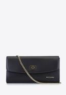 Leather clutch bag with chain shoulder strap, black, 92-4E-661-1, Photo 1