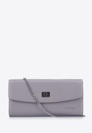 Leather clutch bag with chain shoulder strap, grey, 92-4E-661-10, Photo 1