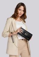 Leather clutch bag with chain shoulder strap, black, 92-4E-661-70, Photo 10