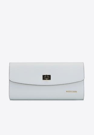 Leather clutch bag with chain shoulder strap, white, 92-4E-661-0, Photo 1