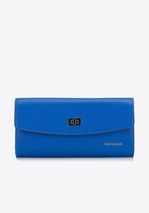 Leather clutch bag with chain shoulder strap, blue, 92-4E-661-G, Photo 2