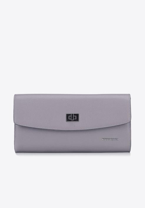 Leather clutch bag with chain shoulder strap, grey, 92-4E-661-10, Photo 2