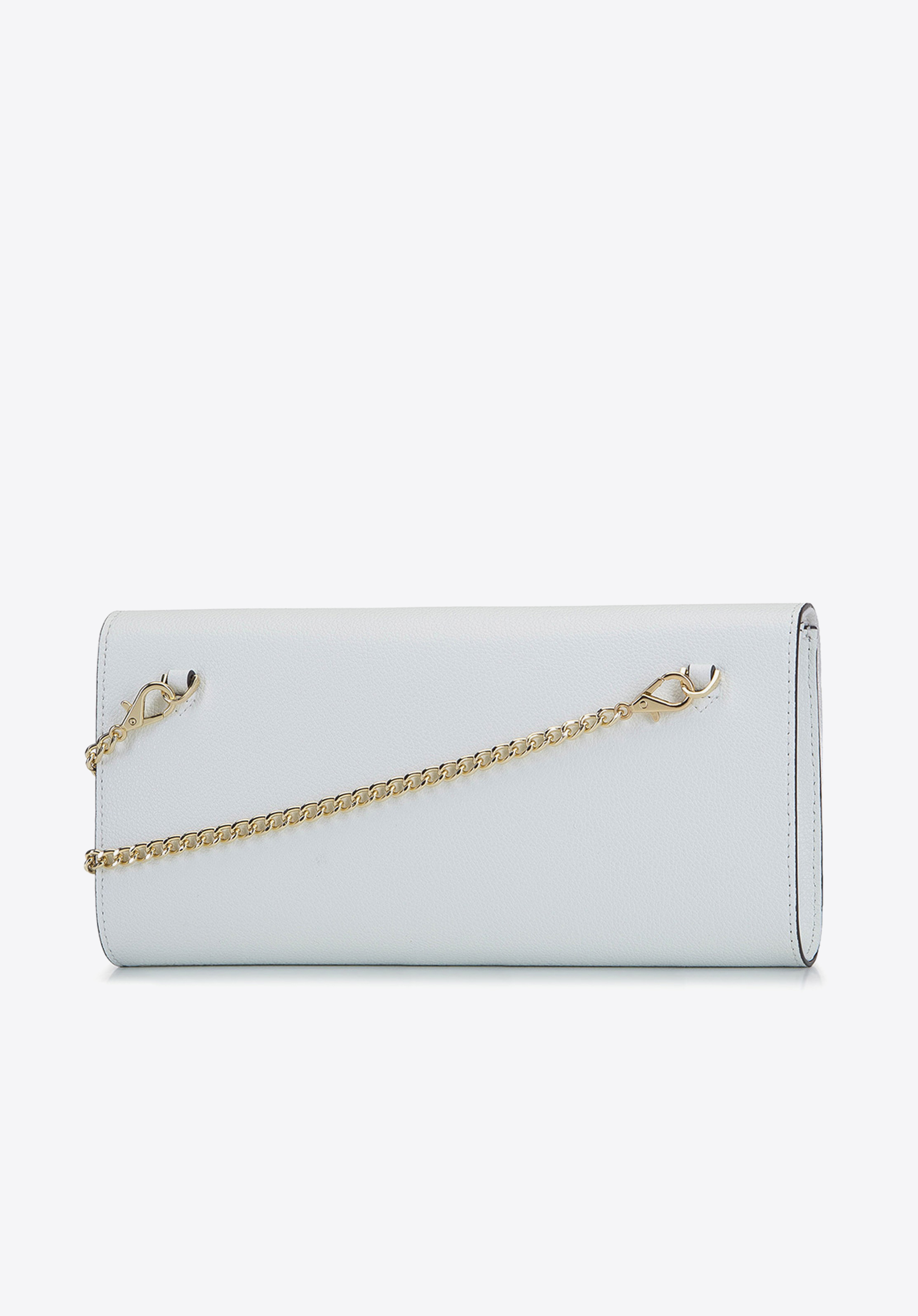 White clutch bag with silver online chain