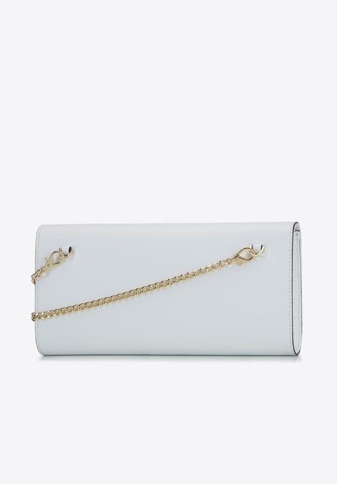 Leather clutch bag with chain shoulder strap, white, 92-4E-661-10, Photo 3