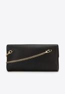 Leather clutch bag with chain shoulder strap, black-gold, 92-4E-661-80, Photo 3