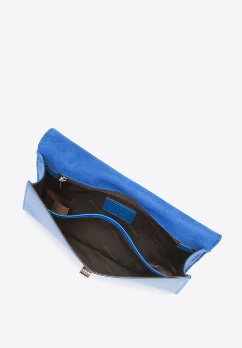Leather clutch bag with chain shoulder strap, blue, 92-4E-661-G, Photo 4