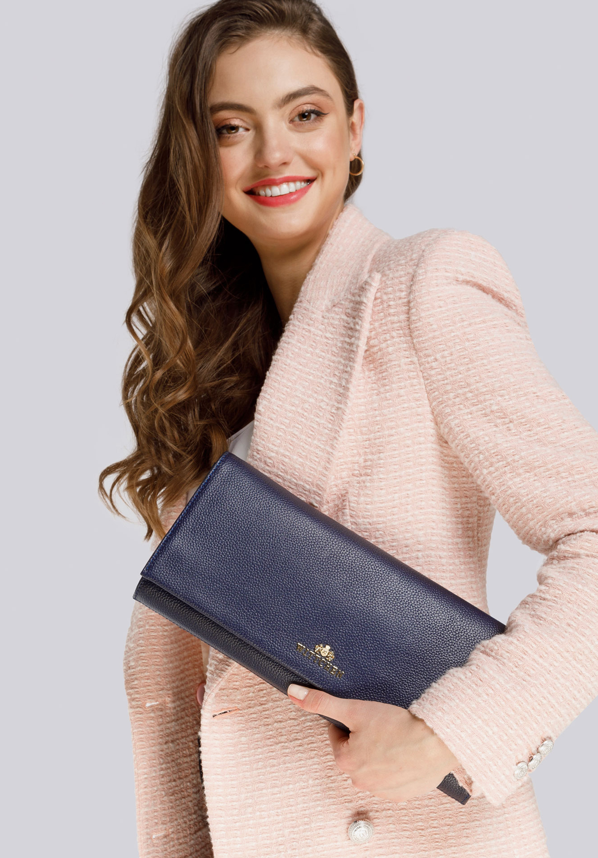 Clutch bag, navy blue, 83-4-582-9, Photo 1