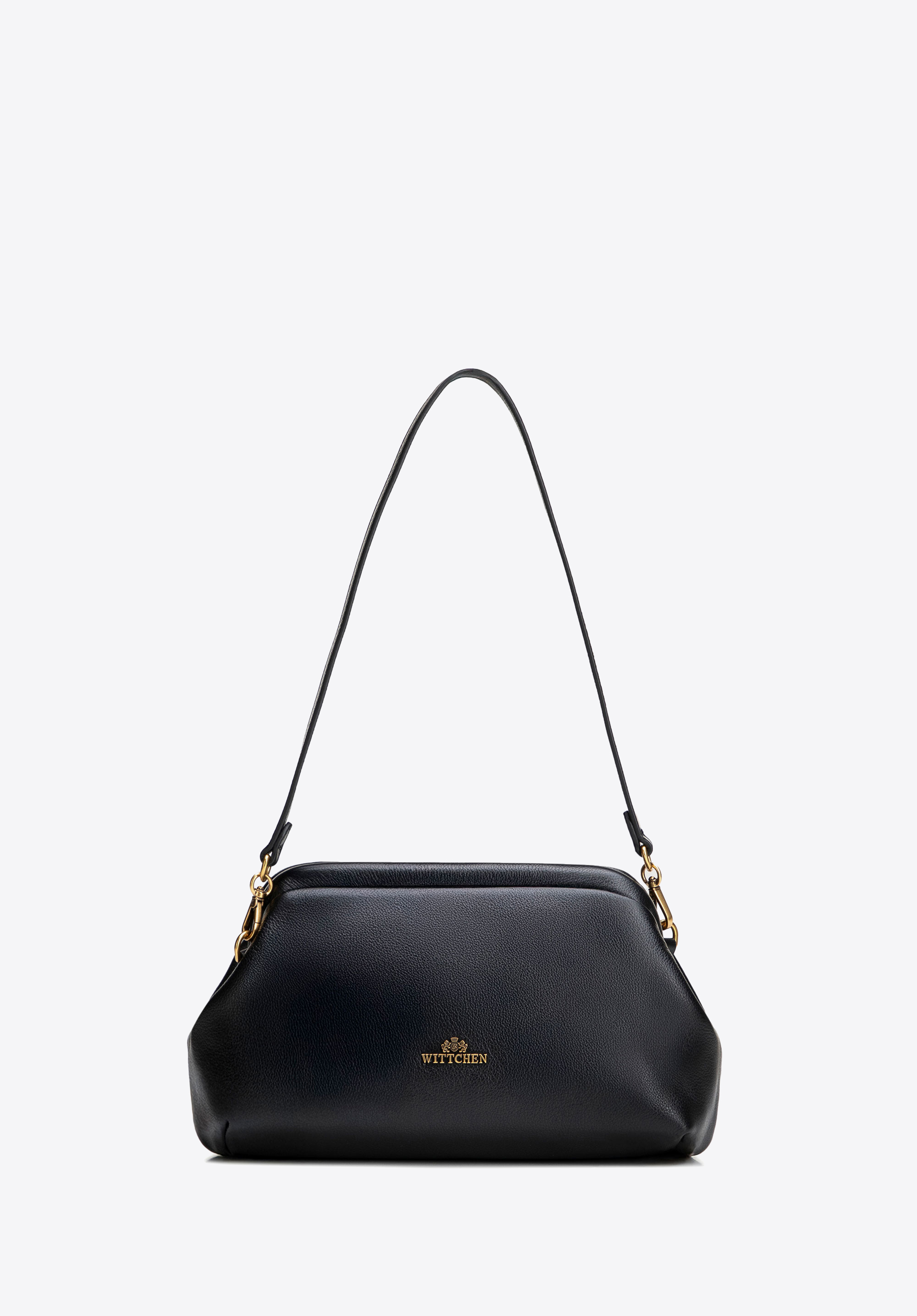 Kopertówka ze skóry naturalnej z łańcuszkiem, czarny, 102-4E-613-1, Zdjęcie 1