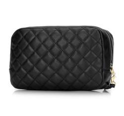 Quilted toiletry bag with a handle, black, 92-3-101-1, Photo 1