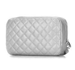 Quilted toiletry bag with a handle, silver, 92-3-101-S, Photo 1