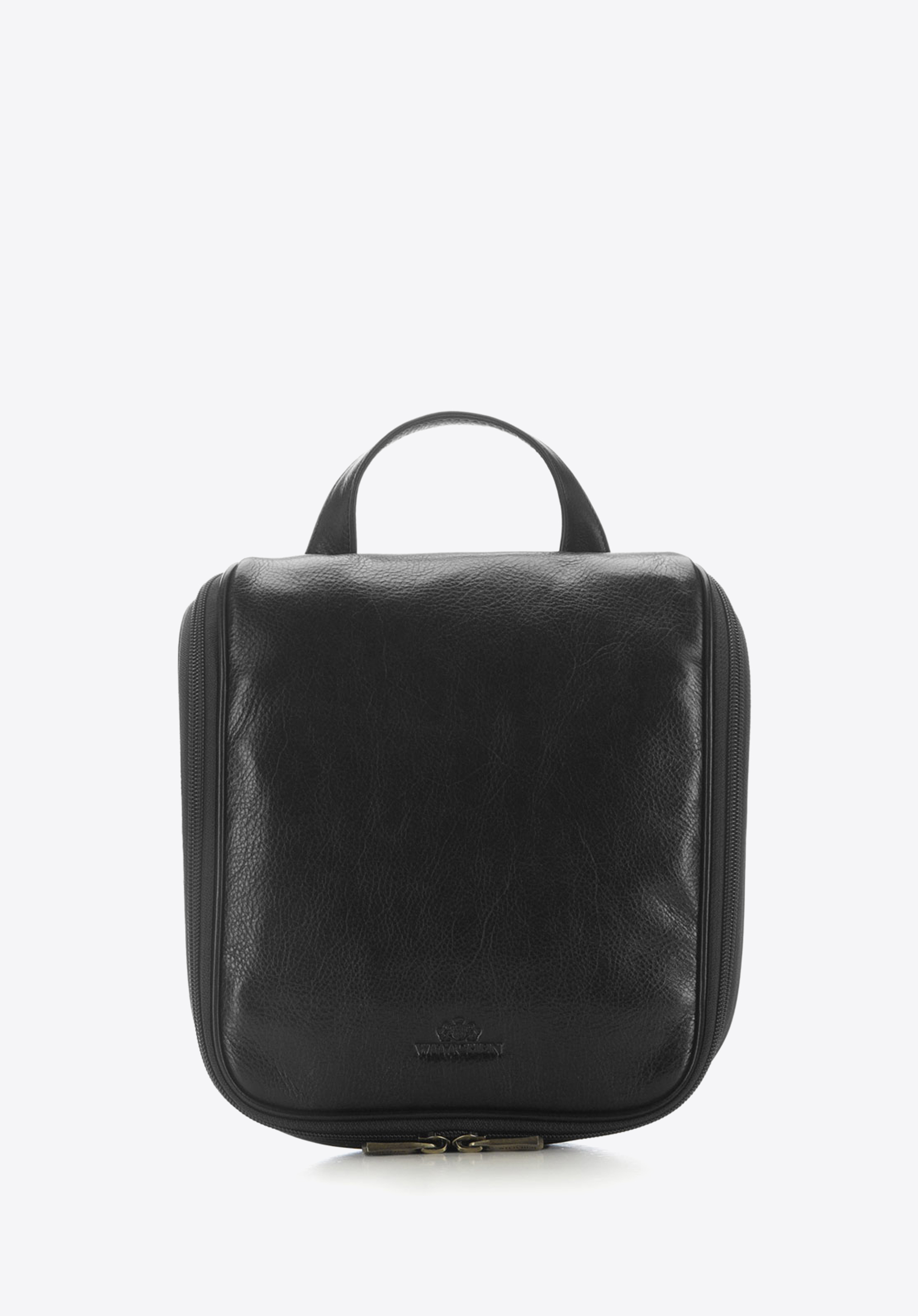 Kosmetyczka skórzana płaska, czarny, 21-3-276-1, Zdjęcie 1