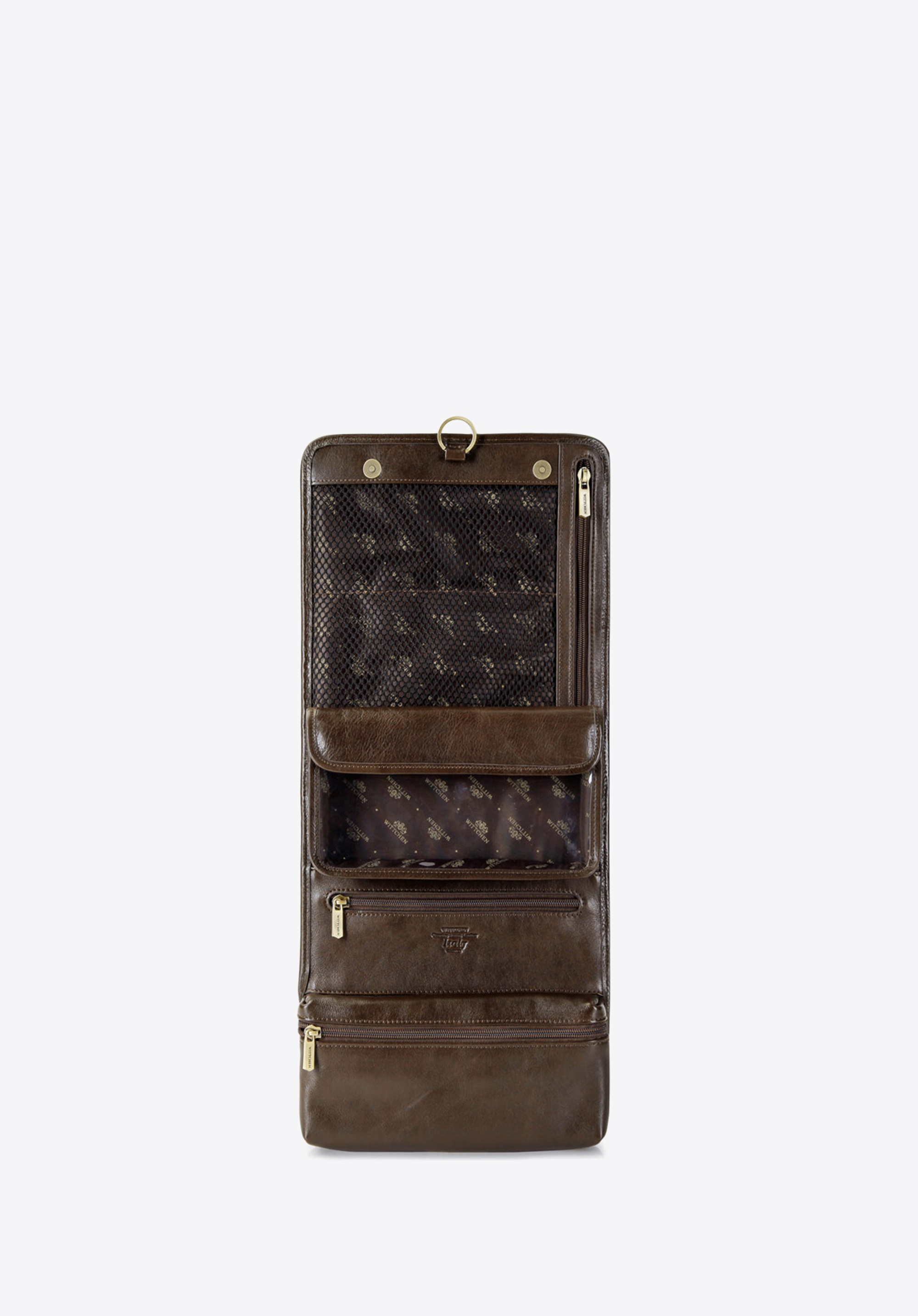 Kosmetyczka skórzana rozkładana, brązowy, 21-3-287-4, Zdjęcie 1