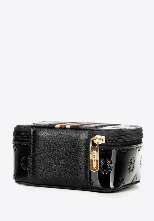 Patent leather cosmetic bag, black, 34-2-034-11, Photo 5