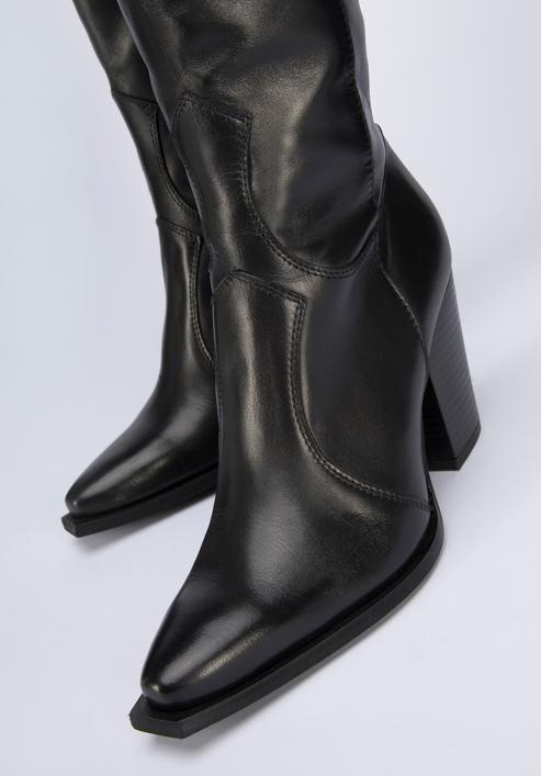 Tall leather cowboy boots, black, 95-D-805-1-41, Photo 7