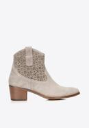 Suede cowboy ankle boots, beige, 92-D-052-1-35, Photo 1