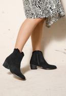 Suede cowboy ankle boots, black, 92-D-052-1-36, Photo 20