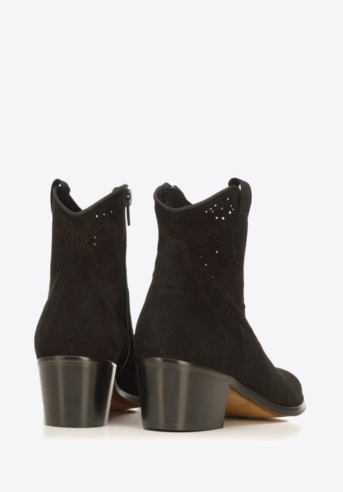 Suede cowboy ankle boots, black, 92-D-052-1-35, Photo 4