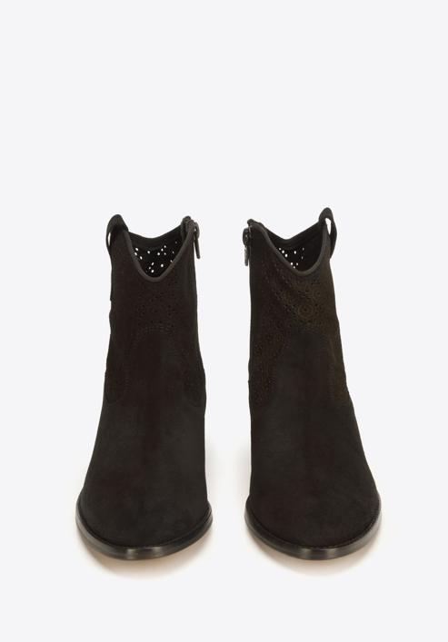 Suede cowboy ankle boots, black, 92-D-052-1-35, Photo 5