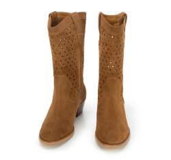 Tall suede western boots, brown, 94-D-809-4-40, Photo 1