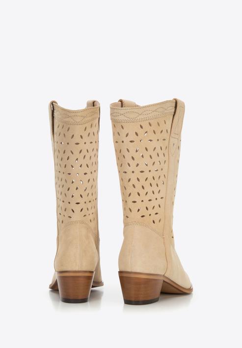 Tall suede western boots, beige, 94-D-809-4-36, Photo 4