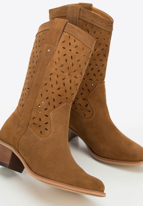 Tall suede western boots, brown, 94-D-809-4-37, Photo 6