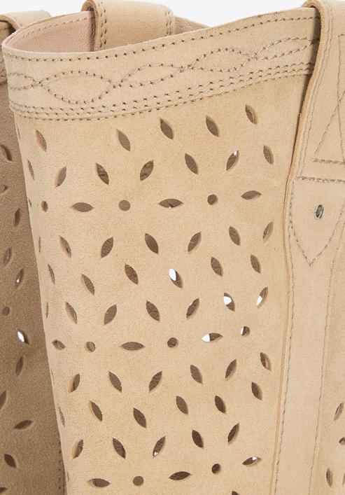 Tall suede western boots, beige, 94-D-809-4-35, Photo 6