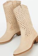 Tall suede western boots, beige, 94-D-809-4-36, Photo 7