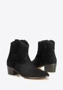 Perforated cowboy ankle boots, black, 92-D-056-1-38, Photo 8