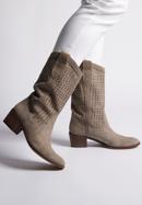Perforated suede cowboy boots, beige, 92-D-054-1-36, Photo 21
