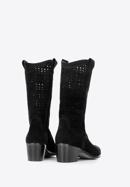 Perforated suede cowboy boots, black, 92-D-054-1-36, Photo 4