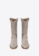 Perforated suede cowboy boots, beige, 92-D-054-1-36, Photo 5
