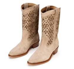 Tall suede western boots, beige, 92-D-154-9-36, Photo 1