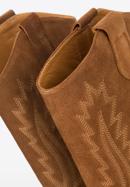 Kowbojki zamszowe haftowane wysokie, brązowy, 94-D-806-4-35, Zdjęcie 7