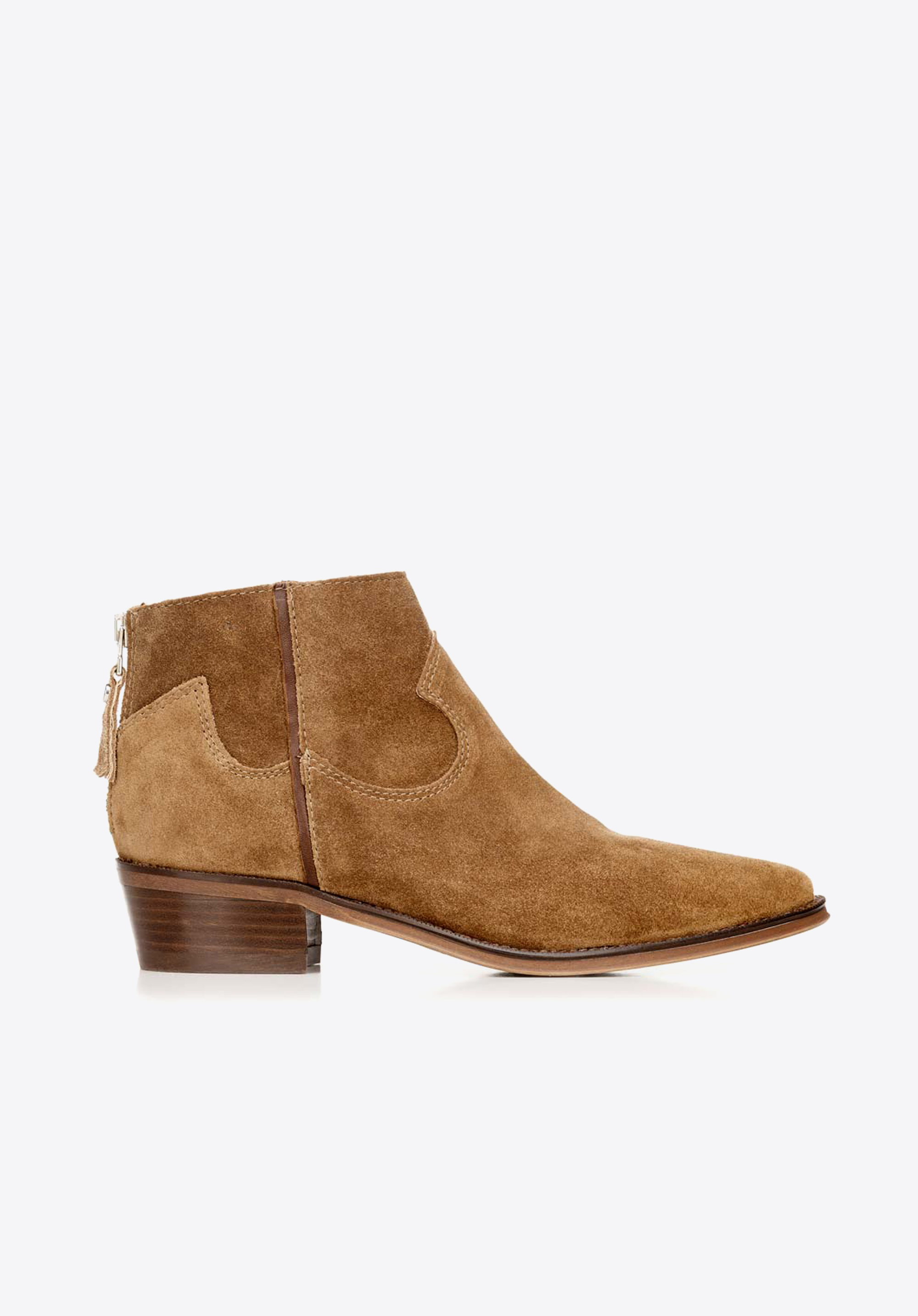 Suede cowboy ankle boots, camel, 92-D-156-5-39, Photo 1