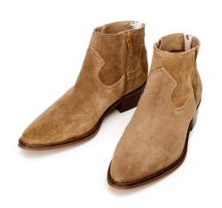 Suede cowboy ankle boots, camel, 92-D-156-5-39, Photo 1