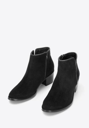 Suede cowboy ankle boots, black, 92-D-055-1-40, Photo 1