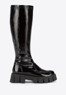 Patent leather lug sole boots, black, 95-D-804-1L-36, Photo 1