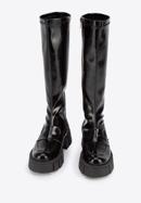 Patent leather lug sole boots, black, 95-D-804-1L-36, Photo 2