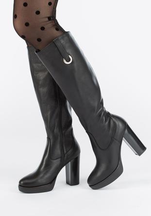 Women's knee high boots, black, 87-D-205-1-40, Photo 1