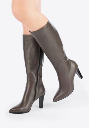 Women's knee high boots, grey, 87-D-206-8-41, Photo 1